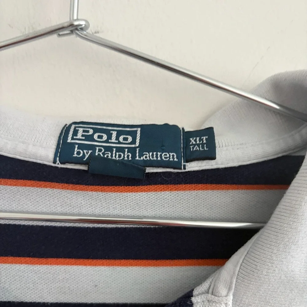 Polo Ralph Lauren Mens XLT Tall Striped Polo Shirt Blue Orange White